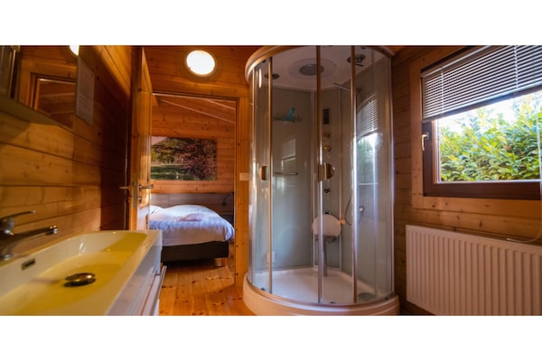 Foto van Lodge in Markelo met Sauna en Zwembad - Vakantiehuis in Markelo - BathRoom